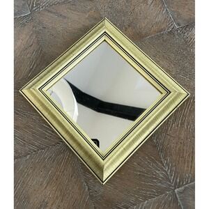 Vtg‎ Small Gold Tone Square Wall Mirror 8 x 8"
